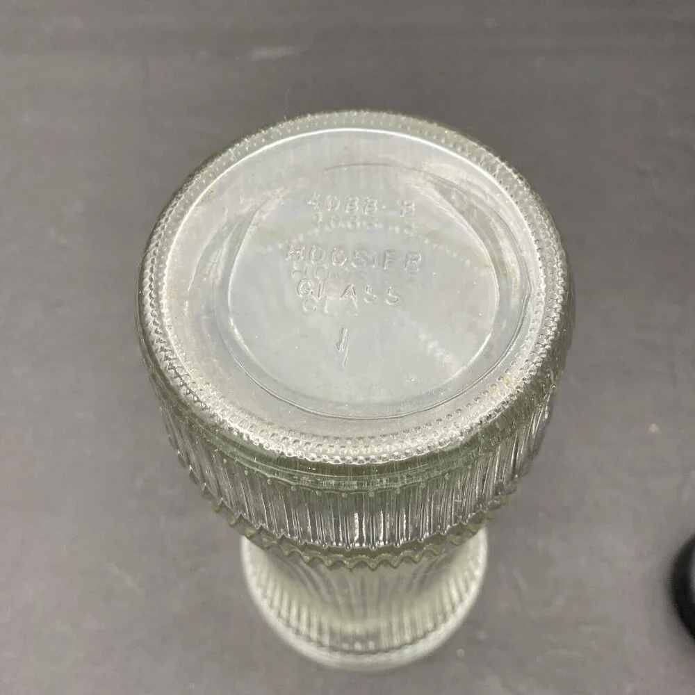 Vintage Hoosier Glass 4088-8‎ Ribbed Pressed Glass Vase Clear Flared Top MCM